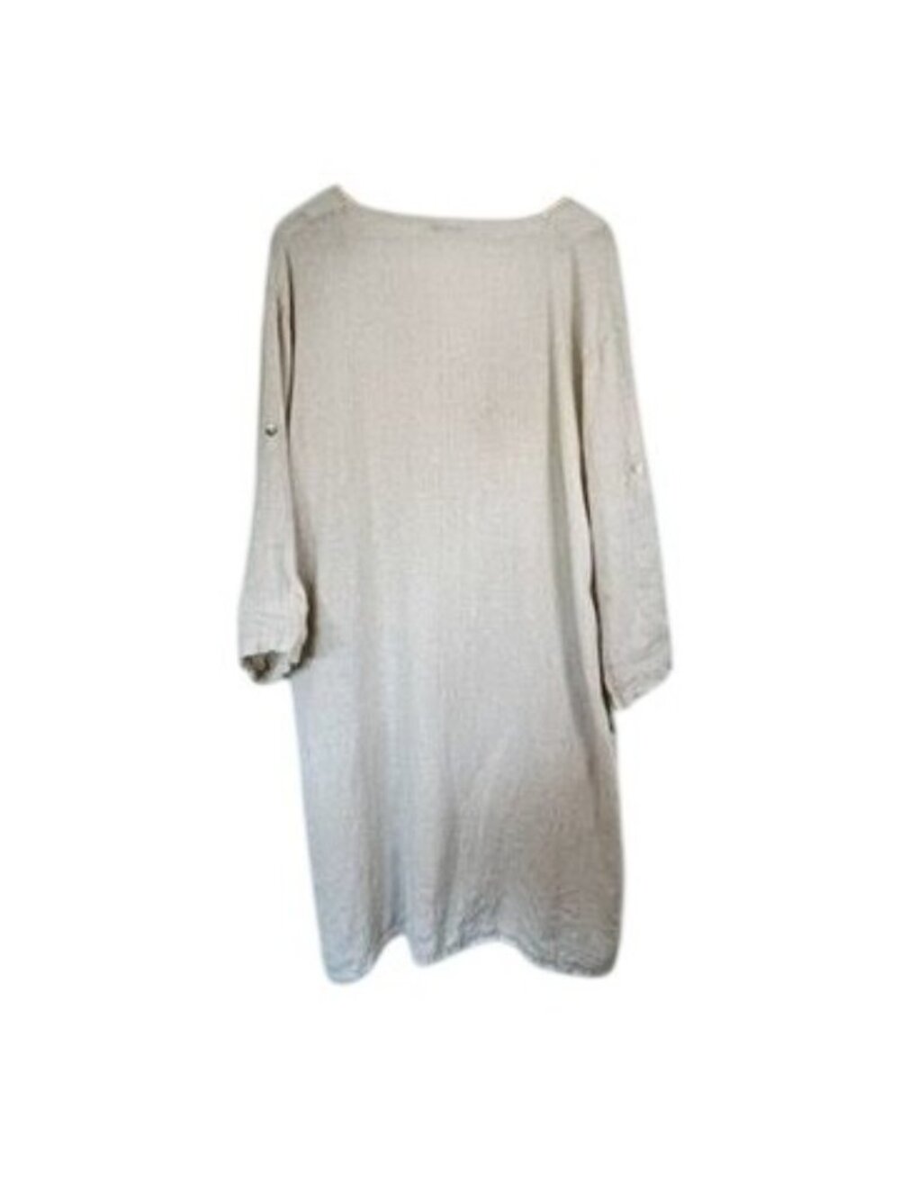 Linen Lagenook Oversized Tunic Dress Beach Cover up Coverup Coconut Button Boho - Picture 3 of 12